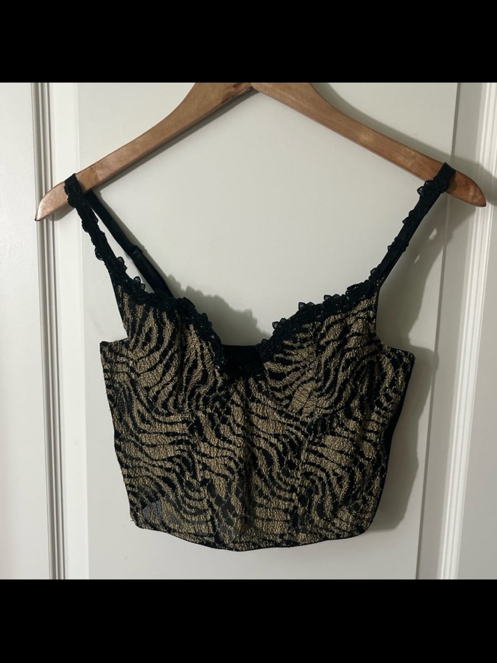 Oscar de la Renta Vintage 90s Black & Gold Corset Top Blouse Intimate Festival
